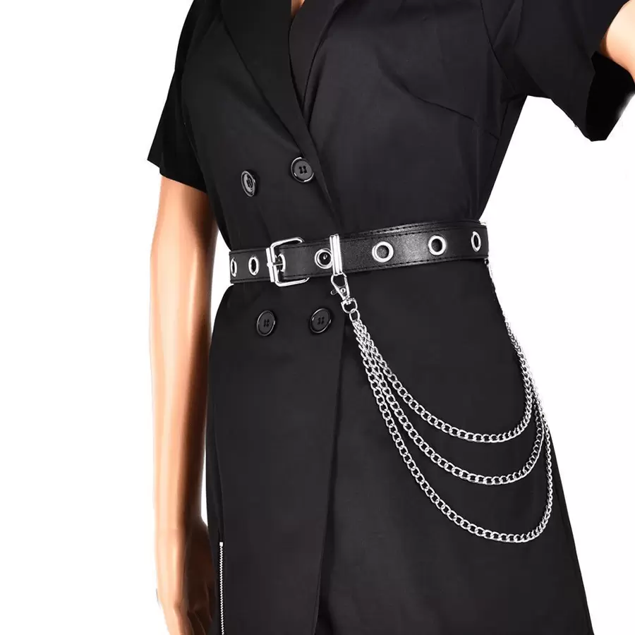 金属磁性几何图案街头时尚嘻哈时尚简约裤链，百搭，适合一年四季穿着