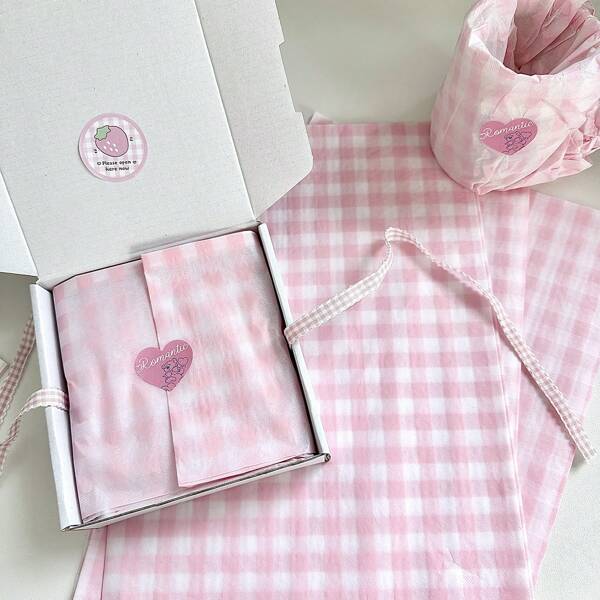 20Sheets Tissue Paper 14 X 20 Inches Pink And White Checkered Tissue Paper For Gift Bags Bulk Wrapping Paper Gift Paper Tissue For Birthday Gift Packing Crafts Mother's Day ﻿