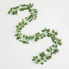 1/4件套人造尤加利花环，5.9英尺/180厘米银叶尤加利叶和满天星花环，仿真绿植花环，适用于婚礼、派对、壁炉装饰、桌旗、家居装饰、办公室装饰、夏季装饰、生日、毕业礼物、人造植物 - 綠蘿葉-綠色 - 查看 3