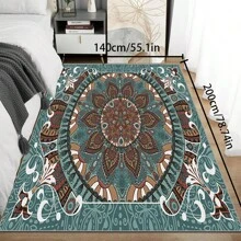 [Crystal Velvet 700g/㎡ Point-Printed Bottom, 5mm Thick] 1pc Bohemian Style Solid Color Area Rug, Soft Non-Slip Washable Carpet Suitable For Living Room, Bedroom, Kitchen, Office, Home Decor, Large Classroom Rug, Geometric Washable Rug