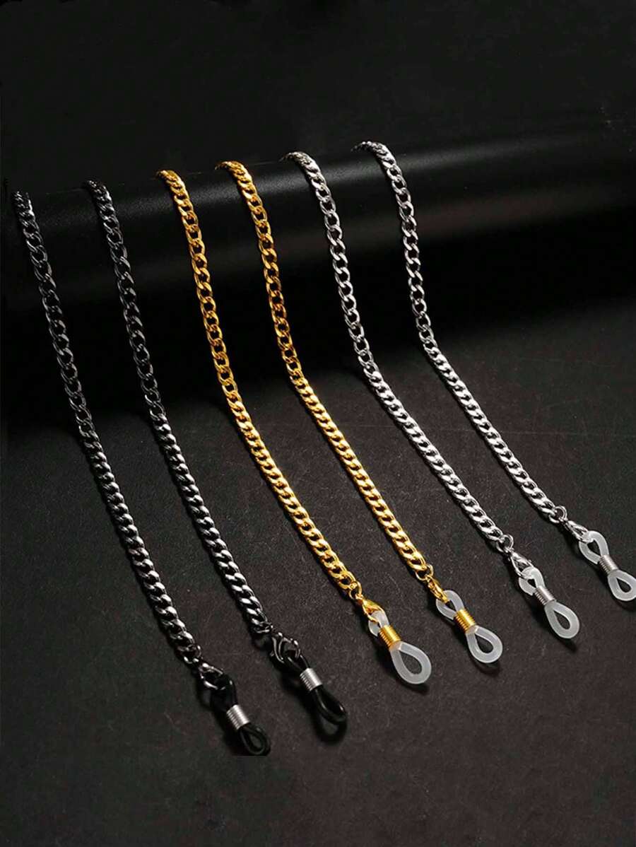 1pc Unisex Metal Eyeglasses Chain, Eyeglasses Cord, Mask Chain, Eyewear Hanging Rope, Multifunctional Anti-Lost Mask Holder - Multicolor - View 1