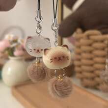 [Set da 4 pezzi] Ciondolo carino in peluche a forma di gattino, catena per cellulare, portachiavi, accessori per borse, regalo per la fidanzata, accessori per auto di coppia, accessori per borse stile gotico Y2K, cordini con porta badge, accessori per auto, ciondoli per borse, regali di Natale, regali per insegnanti e sorelle