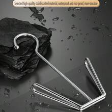 Perchero de zapatos de acero inoxidable, caja de almacenamiento de metal que ahorra espacio con ganchos para armario, accesorios de lavandería plateados para el hogar - Plateado - Ver 4