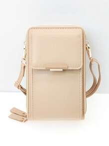 MINGYOU Women's Crossbody Bag, PU Leather, Fashion & Young, Multi-Zipper, Multi-Functional Large Capacity Phone Wallet - Apricot - View 5