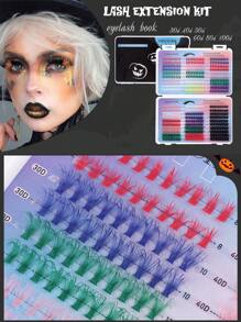 600/570PCS Colorful Mixed Color DIY Eyelash Extension Set High Capacity Individual Eyelash Curler 9-16MM Hybrid D-Curl 3D Effect Natural & Pretty Soft & Comfortable False Eyelash Long Lasting Individual Eyelash Set Eyelash Curler Music Festival & Daily Life & Masquerade & Dating & Party Use