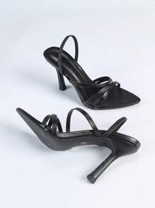 Women's Black Pointed Toe Stiletto Heel Slip-On Pumps, Sexy, Fashionable, Elegant, Versatile And Comfortable High Heel Sandals For Party And Formal Occasions