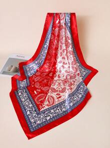 1 件女式 90 色方形围巾，优雅时尚佩斯利花卉印花头巾，适合休闲、街头服饰、装饰、头带、头巾