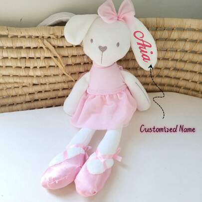 Conejito bordado personalizable, las orejas de conejo se pueden bordar con un nombre/logo, muñeco de peluche de conejo cómodo, muñeco de peluche cómodo para dormir, regalo de cumpleaños para niños, muñeco de peluche suave de conejo, conejo con tutú de bailarina desmontable, conejo adorable personalizable, regalo para bebés, regalo para nuevas mamás, regalo para la novia, regalo de aniversario, regalo de graduación, regalo de regreso a la escuela, regalo de cumpleaños, multifuncional, reutilizable, ornamental, exquisito, elegante, adorable, colorido, lindo, divertido, personalizado, personalizado, único, regalos ideales para ella, regalos ideales para él, para aniversarios, para cumpleaños