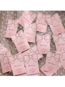 10/20/30/50 件粉色感谢蝴蝶结贴纸、礼品卡，适用于节日装饰、礼品盒、袋子密封贴纸 - 10pcs/pack - 查看 6