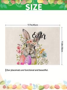 1pc/4pcs/6pcs Easter Decorative Placemats, Rabbit, Flower, Egg, Cross & Letter Linen Placemats, Dirt-Resistant, Suitable For Home, Restaurant & Dining Room, Home Decor