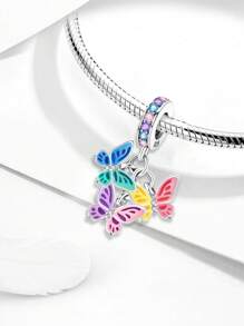 1 件 925 纯银三只彩色蝴蝶珠吊坠钻石套装吊坠吊坠球适合手链 DIY 女士珠宝 - 三蝶齊飛 - 查看 4