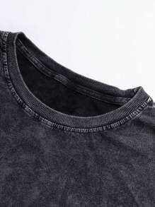 Lonblece Vintage American Style Casual Sports Outfit For Men, Washed High-End Loose Fit Matching T-Shirt And Shorts Set