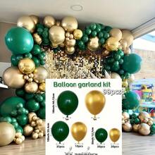 99 قطعة طقم إكليل بالونات ذهبية وخضراء زمردية - مناسب للحفلات الزفاف والأعياد والذكرى السنوية وحفلات العزاب والمزيد - ديكورات احتفالية متنوعة، مناسبة للشتاء والسنة الجديدة والأفضل للكريسماس والأفضل لعيد الشكر - أخضر داكن - مشاهدة 5