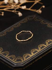 1 件超波浪纹理闪光戒指，金色和银色不锈钢纯色戒指，适合女性日常佩戴和派对礼物 - 極細波浪閃光 - 查看 6