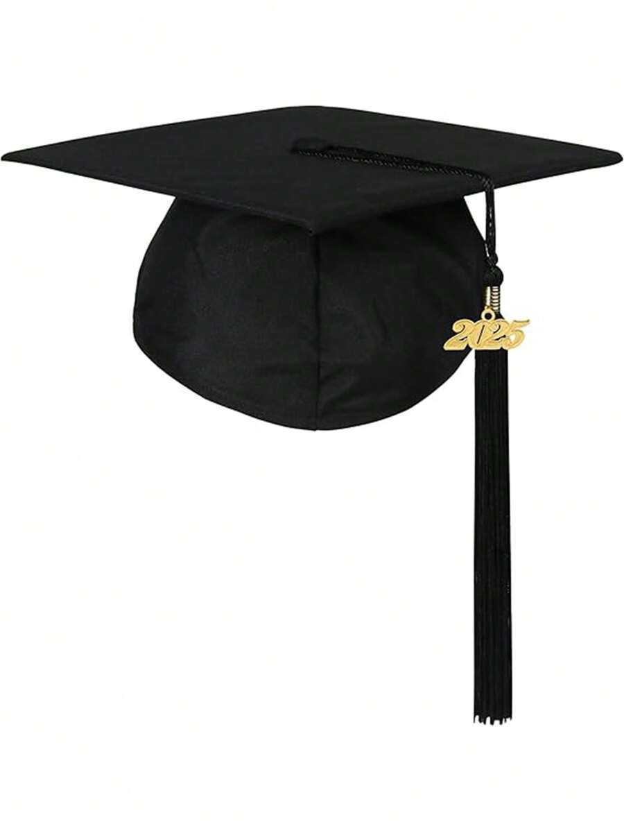 Unisex Adult Graduation Cap With 2025 Tassel Year Charm For Bachelor Master,Party Decorations Graduation Hat - Black - View 1
