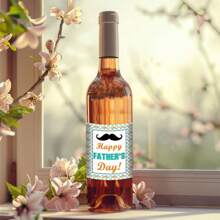 4 件父亲节快乐酒瓶标签、有趣的香槟酒瓶贴纸、酒瓶盖标签，适合父亲节派对装饰，是送给爸爸的完美父亲节礼物 - 彩色 - 查看 4