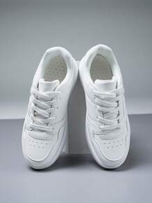 New Flat Canvas Sneakers, Lightweight, Comfortable For Students/School, Outdoor Non-Slip Versatile Casual Sports Shoes For Teens - White - View 7