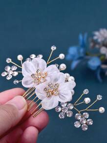 1pc Elegant Handmade Crystal Flower Hair Clip/Comb For Women, Suitable For Weddings, Parties, Everyday And Holidays Wear