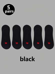 1/5/10 Pairs Women Low Vamp Socks Invisible Socks Anti-Slip, Heart Pattern, Fashion Versatile, Sweat-Absorbent, Breathable, Spring/Summer - Multicolor - View 16