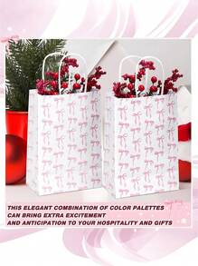 12个粉色蝴蝶结纸质礼品袋,适合女士生日、圣诞派对、婚礼回礼、糖果袋,带提手,适用于生日、婚礼季、情人节、派对回礼、生日装饰、派对回礼装饰、婚礼装饰、单身派对装饰、单身派对礼物、单身派对、新娘送礼会回礼、婚礼宾客回礼、圣诞礼品袋、圣诞包装纸、圣诞袋、派对袋、单身派对袋 - 粉色 - 查看 7