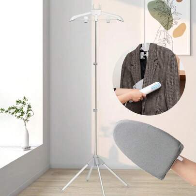 63inch/160cm Adjustable Clothes Steamer Rack With Handheld Ironing Board Foldable Standing Garment Hanger For Steaming Cloth Telescopic Vertical Fabric Hanging Racks