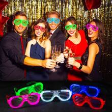 10pcs/Set LED Light Up Party Supplies - Glow In The Dark Party Favors With 5 LED Shutter Glasses, 5 LED Glow Bracelets - Neon Party Favors For Glow Party, Birthday, Wedding Supplies