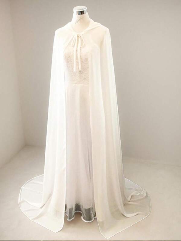 Stola in chiffon da donna, mantello da sera, stola copricostume da matrimonio, velo da sposa, mantella con cappuccio stile Dark Knight, mantello da strega per Ognissanti adulti