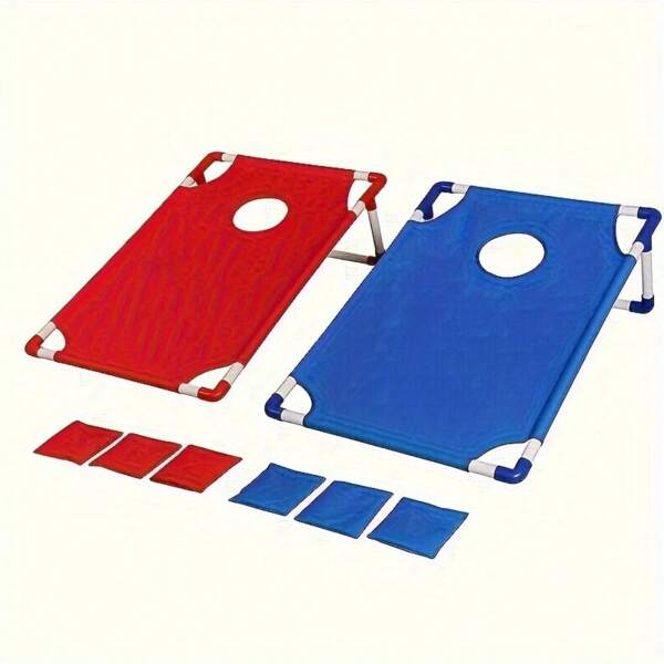 1 Set Cornhole-Spiel, enthält 6 Bohnensäckchen und 1 Cornhole-Brett - tragbare Unterhaltung für drinnen und Outdoor geeignet für ab 14 Jahre, hergestellt aus Polyestermaterial