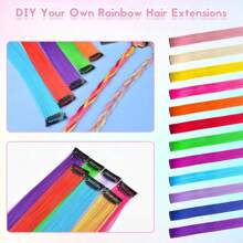 10 Stücke Bunte Regenbogen Haarverlängerungen, je dunkler die Färbung, desto heller der Leuchtstoff, für Frauen, gerade Clip-In Haarverlängerungen für täglichen Gebrauch, Kostümpartys, Cosplay, Y2K Stil, Mode Party, Geburtstaggeschenk für Frauen