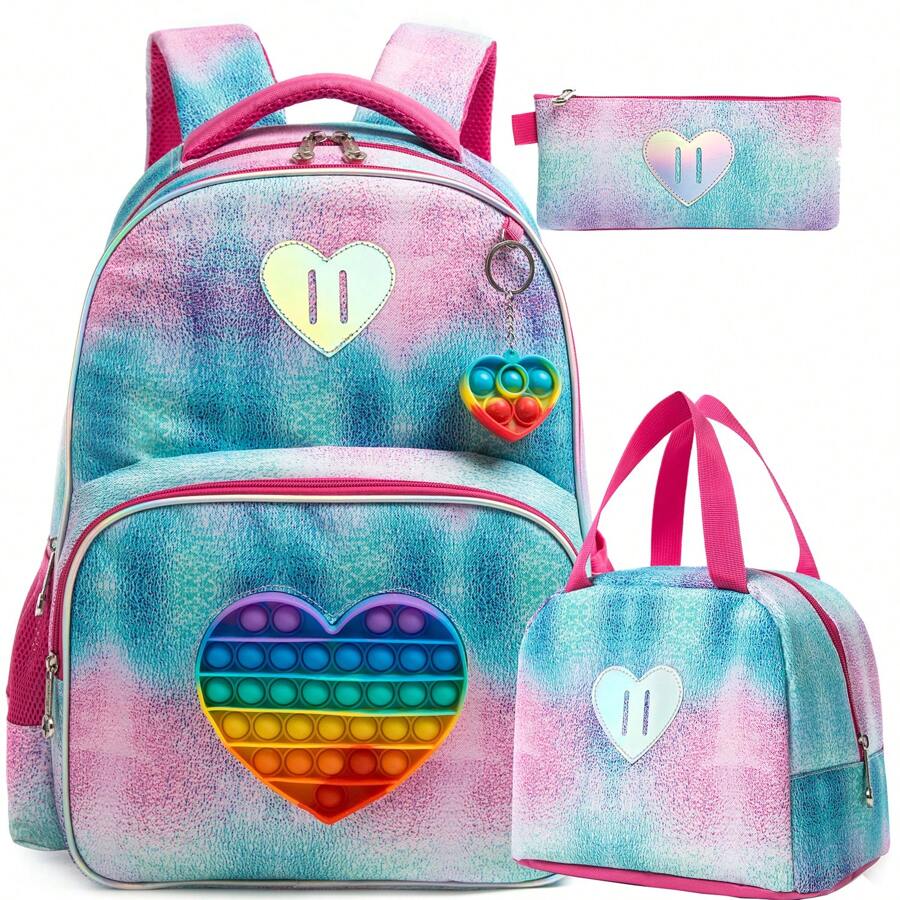 Backpack For Kids Students Fashionable And Cute Schoolbag For Girls With Pencil Box And Lunch Case - School Bag Set - View 1