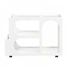 Mobile End Table With Lockable Wheels, Narrow Coffee Table With 5mm Thick Fluted Tempered Glass, Modern Nightstand With Golden Round Rod, Living Room, White, 31.5''W X11.8''D X 23.1''H