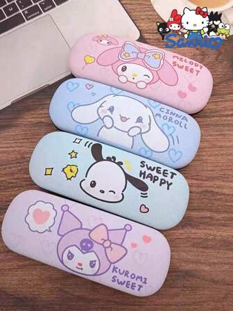  Estuche de gafas morado de Kuromi lindo para mujer, organizador de joyas y gafas de sol resistente a la compresión y al desgaste de My Melody rosa, accesorios de almacenamiento de gafas de sol esenciales para el viaje en automóvil de verano de Cinnamoroll azul, soporte para gafas para escritorios escolares y de oficina, artículos de Pochacco, regalos para damas de honor, enfermeras y maestras, regalos para niñas en vacaciones y cumpleaños, artículos autorizados de Sanrio.