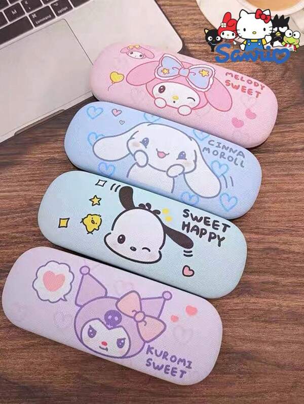 Sanrio Estuche de gafas morado de Kuromi lindo para mujer, organizador de joyas y gafas de sol resistente a la compresión y al desgaste de My Melody rosa, accesorios de almacenamiento de gafas de sol esenciales para el viaje en automóvil de verano de Cinnamoroll azul, soporte para gafas para escritorios escolares y de oficina, artículos de Pochacco, regalos para damas de honor, enfermeras y maestras, regalos para niñas en vacaciones y cumpleaños, artículos autorizados de Sanrio.