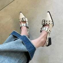 Pointy Mary Jane Shoes For Women 2023 Summer Model With Skirt Small Leather Shoes Retro Chunky Single Shoes For Women - White - View 7