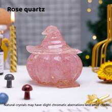 1PC Natural Crystal Gravel Pumpkin House Statue Dropper Resin Reiki Stone Fengshui Halloween Gift Witch Candy Box Home Decoration