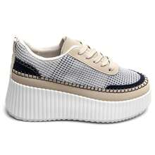 Women's Urban Lace-Up Platform Sneakers - Blue - View 2