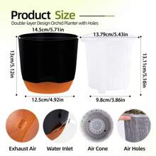 1PC Simple Double Layer Orchid Planter With Removable Liner, Double Layer Perforated Plant Planter, Slouchy Planter, Creative Desktop Centerpiece - Home Decorative Ornament, Outdoor And Garden Decoration, Office Decoration Gifts Birthday Graduation Vase Room Decor Flower Vase Glass Vase