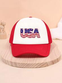 1pc Baseball Cap For Children, USA Print Breathable Sun Protection Hat Suitable For Fishing, Outdoor Activities