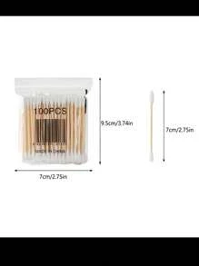 1 pieza Soporte acrílico para hisopos con tapa de bambú, dispensador pequeño transparente para hisopos, soporte plástico para palillos para los oídos, recipiente de almacenamiento para mondadientes, organizador decorativo de encimera para baño