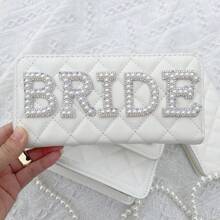 1 Stück Kunstperlen Braut Clutch Tasche Bridal-Shower Hochzeit Verlobung Flitterwochen Junggesellinnenabschied Henne Party Dekoration Ehefrau Mrs. Geschenk