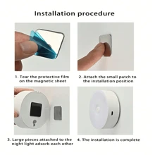 1 件/3 件/6 件 LED 可充电迷你夜灯，壁挂式床头灯，可调亮度和色温，磁性橱柜照明，适用于汽车、卧室、婴儿房、浴室、衣柜、厨房（250mAh） - 白色 - 查看 9