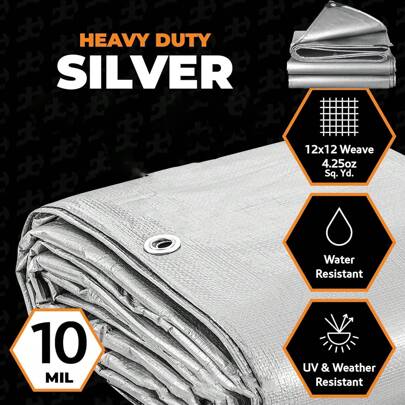 Heavy Duty 10 Mil Tarp Cover Waterproof UV Resistant Poly Tarpaulin Canopy Tent