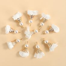 10 chiếc 28*14mm nhiều màu sắc ngọc trai giả tua rua mặt dây chuyền làm đồ trang sức vòng tay vòng cổ bông tai vật dụng thủ công tự làm - Tua hoa ngọc trai - Xem 20