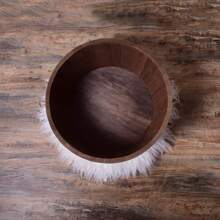 Photography Prop, Wooden Bucket Basket Suitable For Photography,Shooting Background Nest,Solid Wood Material With A Vintage Wood Color,Diameter 35cm / 13.78inch, Height 16cm / 6.30inch, Paired With A Basket Filler Stuffer For Use. Baby Shower Easter Gift Sthings For Girls/Boys