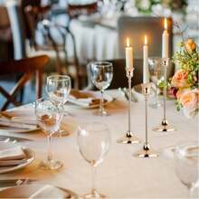 12 件优雅浪漫的欧式晚餐蜡烛、婚礼装饰、6 件餐桌中心装饰烛台、锥形金属烛台、房间和家居装饰