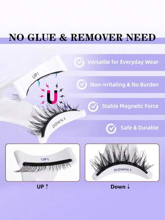 1 件白色磁性睫毛夹工具，小巧便携，可重复使用，升级版磁性睫毛夹（无睫毛，仅用于展示效果！不适合初学者）