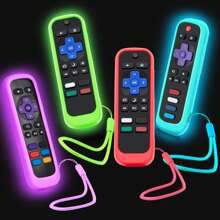 Glow-In-The-Dark Silicone Remote Control Case Cover For Roku, Universal Replacement Remote Protective Sleeve (Red And Black Do Not Glow) - Multicolor - View 1