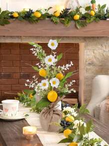 1PC/3PCS Artificial Lemon Tree Mini Potted Plant Fake Lemon Fruit For Dining Table Fireplace Restaurant Kitchen Bathroom Office Home Spring And Summer Decoration