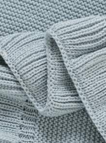 1pc Soft Knitted Baby Swaddle Blanket With Ruffle Hem - Baby Blue - View 5
