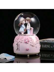 1pc Romantic Couple Crystal Ball Music Box, Room Decor Snowflake Snow Music Box, Gift For Valentine's Day, Creative Gift, Women's Birthday Gift, Home Decor, Desktop Ornament [No Battery Included] Valentine Day Birthday Gifts Graduation